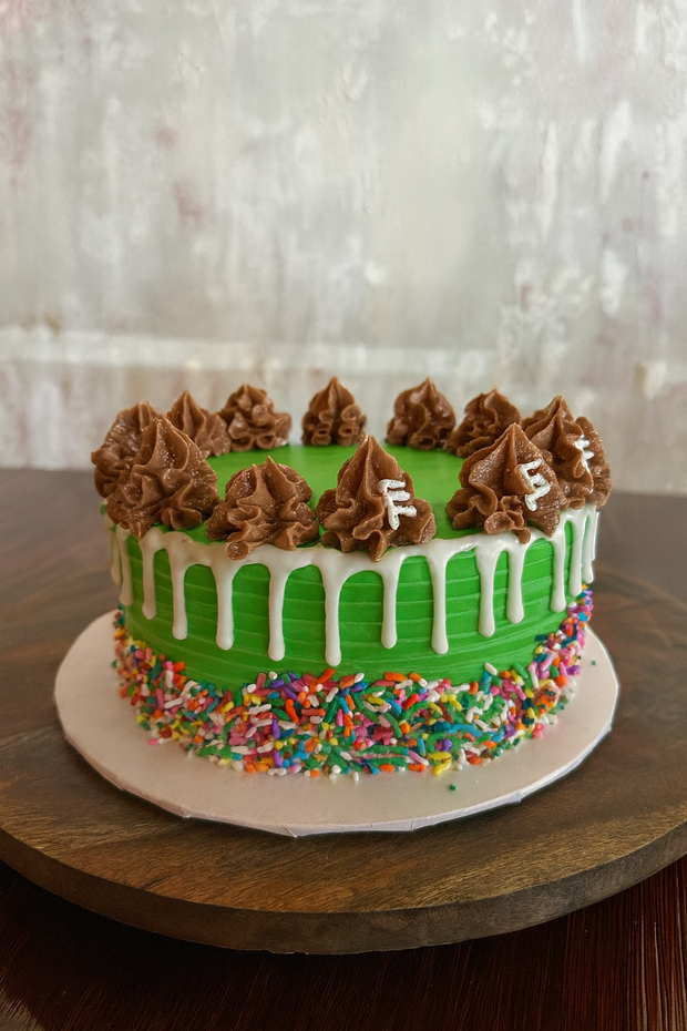 Football Drip Design With Sprinkles Party Cake-P074