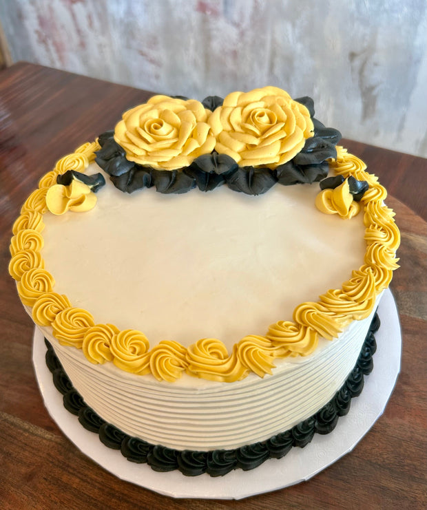 Black and Gold Roses Party Cake- P075