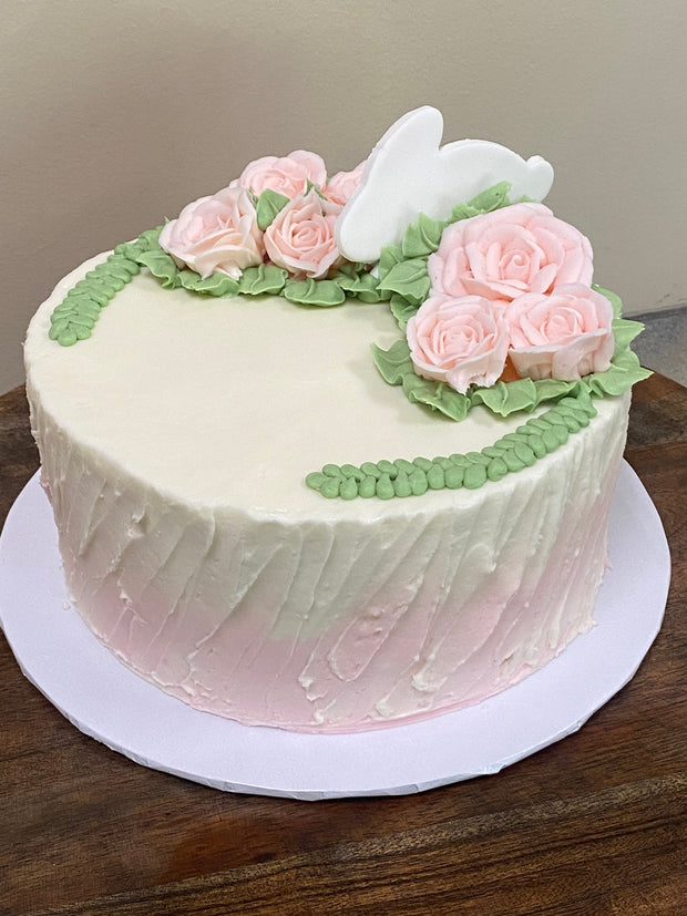 Rose Cake with Fondant Bunny
