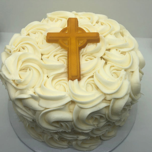 First Communion Rosette and Cross Cake